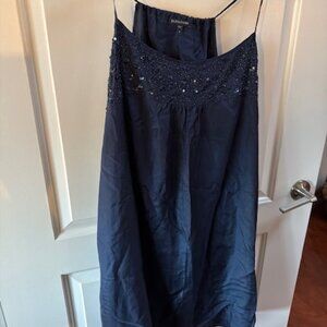 Eileen Fisher Silk Sequin Beaded Slip Dress | Navy | XL | Elegant Minimalist